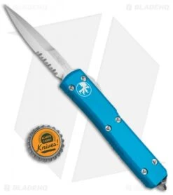 Microtech Ultratech Bayonet OTF Automatic Knife Turquoise CC (3.4" Satin Serr) -Microtech Microtech Ultratech OTF Bayo Turquoise Serr 120 5TQ BHQ 67980 jr bottlecap