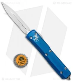 Microtech Ultratech D/E OTF Automatic Knife CC Blue (3.4" Satin) -Microtech Microtech Ultratech OTF DE Blue Satin 122 4BL BHQ 67451 jr bottlecap 2