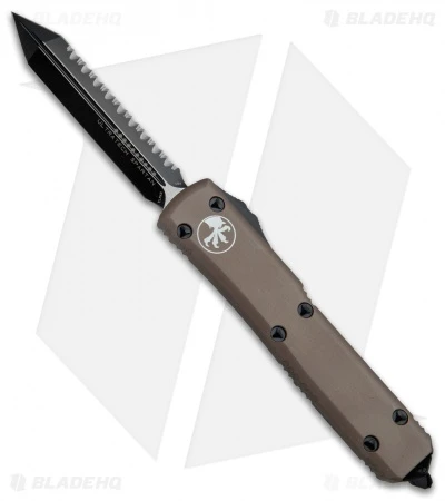 Microtech Ultratech Spartan OTF Automatic Knife Tan CC (3.4" Black Full Serr) 3 Microtech Ultratech Spartan OTF Automatic Knife Tan CC (3.4" Black Full Serr)