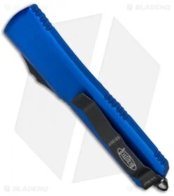 Microtech Ultratech Tanto OTF Automatic Knife Blue CC (3.4" Black) 123-1BL -Microtech Microtech Ultratech OTF TE Blue Black 122 7BL BHQ 24010 jr side