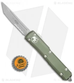 Microtech Ultratech T/E OTF Automatic Knife OD Green CC (3.4" Apocolyptic Serr) -Microtech Microtech Ultratech OTF TE OD Grn Apocolyptic Serr 123 11APOD BHQ 69121 jr bottlecap