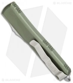 Microtech Ultratech T/E OTF Automatic Knife OD Green CC (3.4" Apocolyptic Serr) -Microtech Microtech Ultratech OTF TE OD Grn Apocolyptic Serr 123 11APOD BHQ 69121 jr side