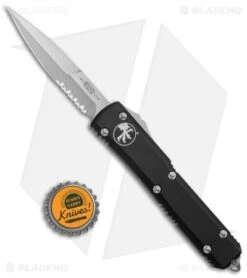 Microtech Ultratech S/E Bayonet OTF Automatic Knife CC (3.4" Stonewash Serr) -Microtech Microtech Ultratech SE Bayo OTF Auto CC Black SW Serr 120 11 BHQ 67335 jr bottlecap