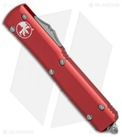 Microtech Ultratech S/E OTF Automatic Knife CC Red (3.4" Satin Serr) -Microtech Microtech Ultratech SE CC red satin serr BHQ 27166 er spine