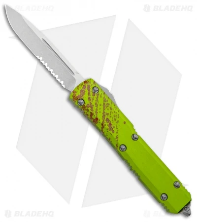 Microtech Ultratech S/E Green Zombie Tech OTF Knife (3.5" Stonewash Serr) 3 Microtech Ultratech S/E Green Zombie Tech OTF Knife (3.5" Stonewash Serr)