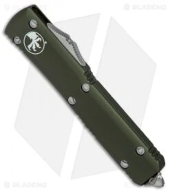 Microtech Ultratech S/E OTF Automatic OD Green CC (3.4" Satin Serr) -Microtech Microtech Ultratech SE OD Green CC satin serr BHQ 67531 er spine