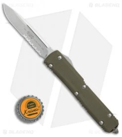 Microtech Ultratech S/E OTF Automatic Knife OD Green G-10 (3.4" Stonewash Serr) -Microtech Microtech Ultratech SE OD Green G10 sw serr BHQ 78162 er bottlecap