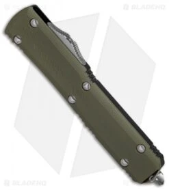 Microtech Ultratech S/E OTF Automatic Knife OD Green G-10 (3.4" Stonewash Serr) -Microtech Microtech Ultratech SE OD Green G10 sw serr BHQ 78162 er spine