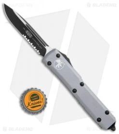 Microtech Ultratech S/E OTF Automatic Gray CC (3.4" Black Serr) -Microtech Microtech Ultratech SE OTF Auto Gray CC Black Serr 121 2GY BHQ 93230 jr bottlecap 1