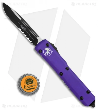 Microtech Ultratech S/E OTF Automatic Knife Purple (3.4" Black Serr) 121-2PU 6 Microtech Ultratech S/E OTF Automatic Knife Purple (3.4" Black Serr) 121-2PU - Image 4
