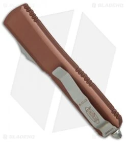 Microtech Ultratech S/E OTF Automatic Knife Tan CC (3.4" Stonewash Serr) -Microtech Microtech Ultratech SE Tan CC SW serr BHQ 80387 jr side