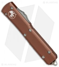 Microtech Ultratech S/E OTF Automatic Knife Tan CC (3.4" Stonewash Serr) -Microtech Microtech Ultratech SE Tan CC SW serr BHQ 80387 jr spinee