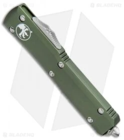Microtech Ultratech Spartan OTF Automatic Knife OD Green CC (3.4" Satin) -Microtech Microtech Ultratech Spartan OTF OD Green CC Satin 223 4OD BHQ 74525 jr spine