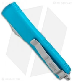 Microtech Ultratech T/E OTF Automatic Knife Turquoise CC (3.4" Satin) -Microtech Microtech Ultratech TE Auto Turquoise CC Satin 123 4TQ BHQ 96078 jr side