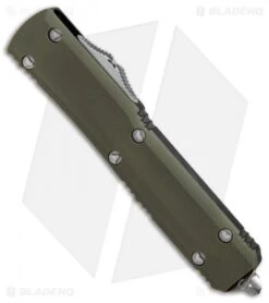 Microtech Ultratech T/E OTF Automatic Knife OD Green G-10 (3.4" Stonewash) -Microtech Microtech Ultratech TE OD Green G10 BHQ 78128 er spine