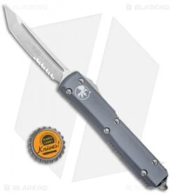 Microtech Ultratech T/E OTF Automatic Knife Gray CC (3.4" Satin Serr) -Microtech Microtech Ultratech TE OTF Auto Gray CC Satin Serr 123 5GY BHQ 95861 jr bottlecap