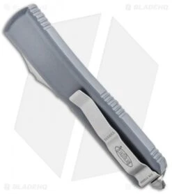 Microtech Ultratech T/E OTF Automatic Knife Gray CC (3.4" Satin Serr) -Microtech Microtech Ultratech TE OTF Auto Gray CC Satin Serr 123 5GY BHQ 95861 jr side