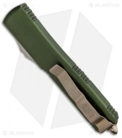 Microtech Ultratech T/E OTF Automatic Knife OD Green CC (3.4" Bronze SW) -Microtech Microtech Ultratech TE OTF Auto OD Green Bronze Apocalyptic 123 13 BHQ 89936 jr side