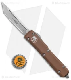 Microtech Ultratech T/E OTF Automatic Knife Tan CC (3.4" Stonewash Serr) -Microtech Microtech Ultratech TE OTF Auto Tan CC SW Serr 123 11TA BHQ 88639 jr bottlecap 1