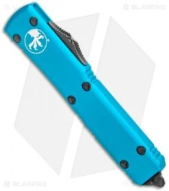 Microtech Ultratech T/E OTF Automatic Knife Turquoise CC (3.4" Black) -Microtech Microtech Ultratech TE Tanto OTF Auto Turquoise CC Black BHQ 97831 jr spine