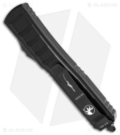 Microtech Ultratech II OTF Knife D/E Step Side Black Aluminum (3.4" Black) -Microtech Ultratech II DE BLK BLK OTF Automac Signature Series Tactical Standard BHQ 142354 td side