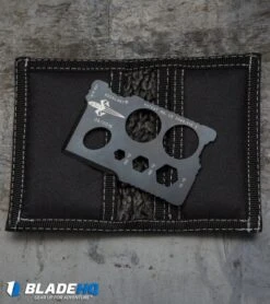 Marfione Custom Assailant Credit Card Knife Black SW Titanium & Bi-Fold Wallet -Microtech marfione custom assailant credit card knive black sw ti wallet 310 MCK BHQ 37764 er open