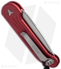 Microtech LUDT Automatic Knife Red (3.4" Stonewash) 135-10RD -Microtech microtech 135 10rd side cm