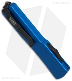 Microtech UTX-70 Tanto OTF Automatic Knife Blue (2.4" Black Serr) 149-2BL -Microtech microtech 149 2bl side cm
