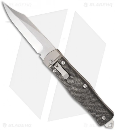 Microtech OSS Cobra Bowie Knife Auto Carbon Fiber (3.75" Stonewash Plain) 137-10 3 Microtech OSS Cobra Bowie Knife Auto Carbon Fiber (3.75" Stonewash Plain) 137-10