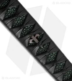 Marfione Custom Combat Wakizashi Green Rayskin (15.5" Hand Satin D2) 10 Marfione Custom Combat Wakizashi Green Rayskin (15.5" Hand Satin D2) -Microtech microtech combat wakizashi green close up cm