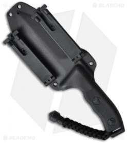 Microtech Crosshair Knife Double Edge Fixed Blade (5" Black Serr) 101-2BL -Microtech microtech crosshair black 101 1bl sheath back