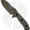 Microtech Green Crosshair Fixed Double Edge Knife (5" Full Serr) 101-3GR -Microtech microtech crosshair green full serr 101 3gr