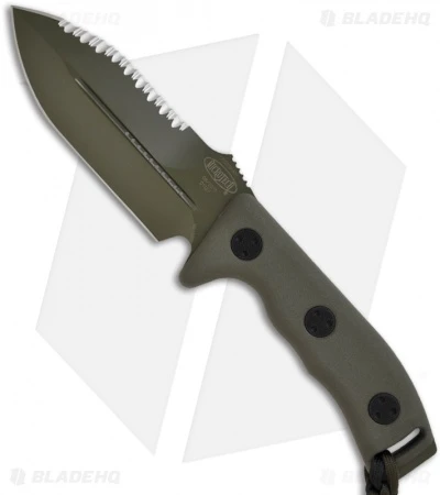 Microtech Green Crosshair Fixed Double Edge Knife (5" Full Serr) 101-3GR 3 Microtech Green Crosshair Fixed Double Edge Knife (5" Full Serr) 101-3GR