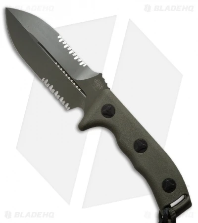 Microtech Crosshair D/E Elmax Fixed Blade Knife (5" Green Serr) 101-2GR 3 Microtech Crosshair D/E Elmax Fixed Blade Knife (5" Green Serr) 101-2GR