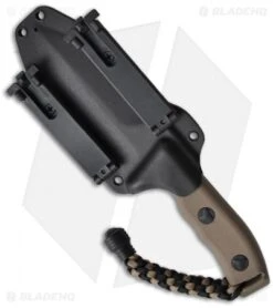 Microtech Tan Crosshair Knife Fixed Double Edge Blade (5" Full Serr) 101-3TA -Microtech microtech crosshair tan 101 1ta sheath back