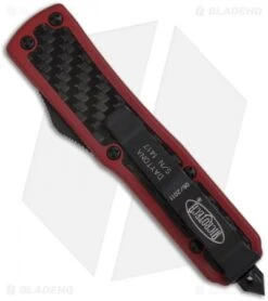 Microtech Red Daytona D/A OTF D/E Knife Carbon Fiber (3.25" Black Plain) 126-1RD -Microtech microtech daytona red de black 126 1rd back