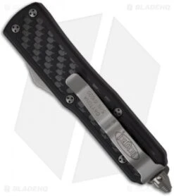 Microtech Daytona D/A OTF D/E Knife W/ Carbon Fiber (3.25" Black Plain) 126-1 -Microtech microtech daytona stonewash 124 10 back 6