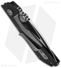 Marfione Strider Custom DOC D/A Automatic Knife CF (Two-Tone Black Ceramic) -Microtech microtech doc double action hand ground two tone black carbon fiber side