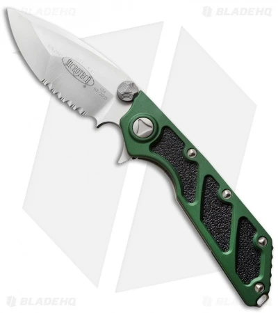 Microtech DOC Flipper Knife Green Aluminum (3.75" Satin Serr) 153-5GR 3 Microtech DOC Flipper Knife Green Aluminum (3.75" Satin Serr) 153-5GR