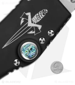 Giant Microtech Marfione Custom Halo V 3X OTF Knife Abalone (Brend Mirror) 2010 -Microtech microtech giant halo 2 close up cm