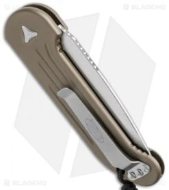 Microtech LUDT Automatic Knife Tan (3.4" Stonewash Serr) 135-11TA -Microtech microtech ludt 135 11ta side cm