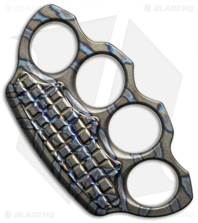 Microtech Marfione Heat Anodized Titanium 4-Hole Knuckle Paperweight W/ Case 3 Microtech Marfione Heat Anodized Titanium 4-Hole Knuckle Paperweight W/ Case