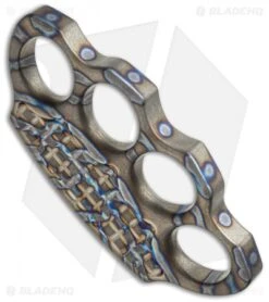 Microtech Marfione Heat Anodized Titanium 4-Hole Knuckle Paperweight W/ Case 6 Microtech Marfione Heat Anodized Titanium 4-Hole Knuckle Paperweight W/ Case -Microtech microtech marfione heat anodized ti knucks side cm