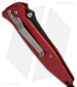 Microtech Mini Socom Manual Knife Red Aluminum (3.25" Black Serr) 12/1998 -Microtech microtech mini socom manual red 12 1998 side cm