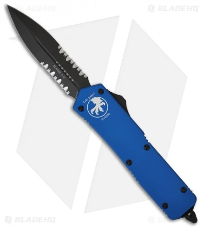 Microtech Scarab OTF Knife Blue Executive Dagger (Black SER) 109-2BL 3 Microtech Scarab OTF Knife Blue Executive Dagger (Black SER) 109-2BL