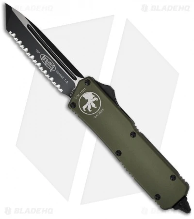 Microtech Scarab Executive Green OTF Tanto Knife (3.5" Black Full Serr) 108-3GR 3 Microtech Scarab Executive Green OTF Tanto Knife (3.5" Black Full Serr) 108-3GR
