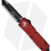Microtech Scarab Executive Red OTF Tanto Knife (3.5" Black Full Serr) 108-3RD -Microtech microtech scarab te red black full ser 108 3rd