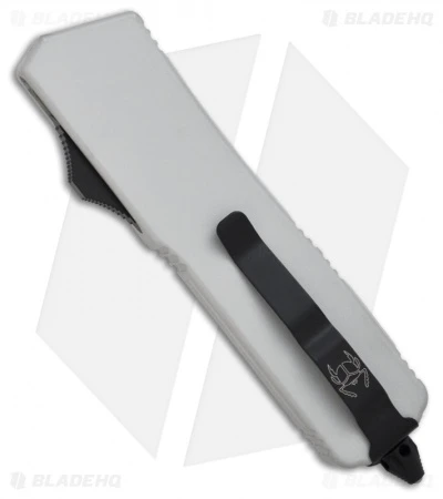 Microtech Scarab Executive Silver OTF Tanto Knife (3.5" Black Plain) 108-1W 4 Microtech Scarab Executive Silver OTF Tanto Knife (3.5" Black Plain) 108-1W - Image 2