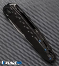 Marfione Custom Knives Sigil Flipper Knife DLC Titanium (3.5" Hand Satin) -Microtech microtech sigil dlc ti blue hw bottom cm