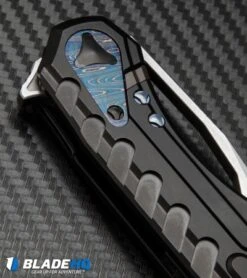 Marfione Custom Knives Sigil Flipper Knife DLC Titanium (3.5" Hand Satin) -Microtech microtech sigil dlc ti blue hw inlay cm